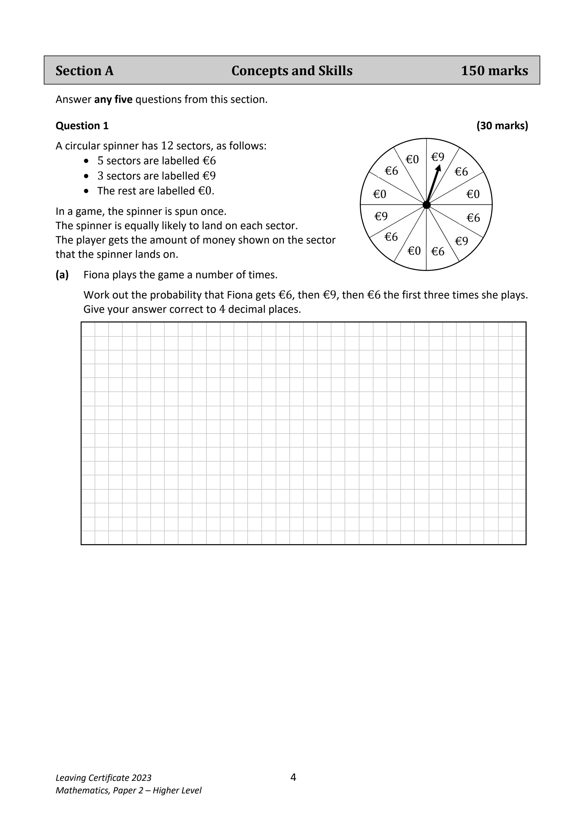 Page 4 of maths paper 2 - higher level