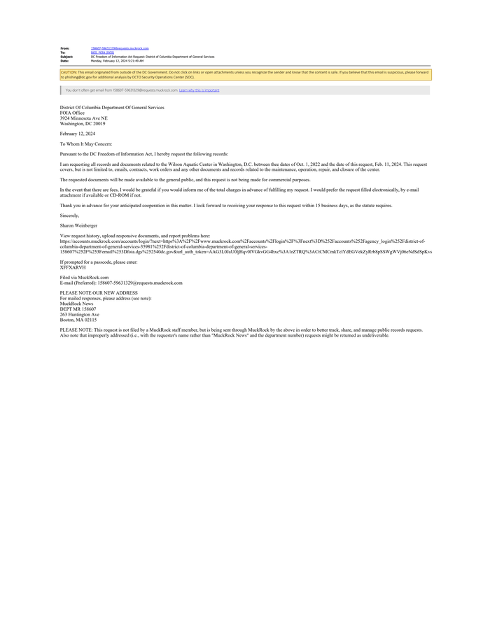 Incoming DC Freedom Of Information Act Request District Of Columbia