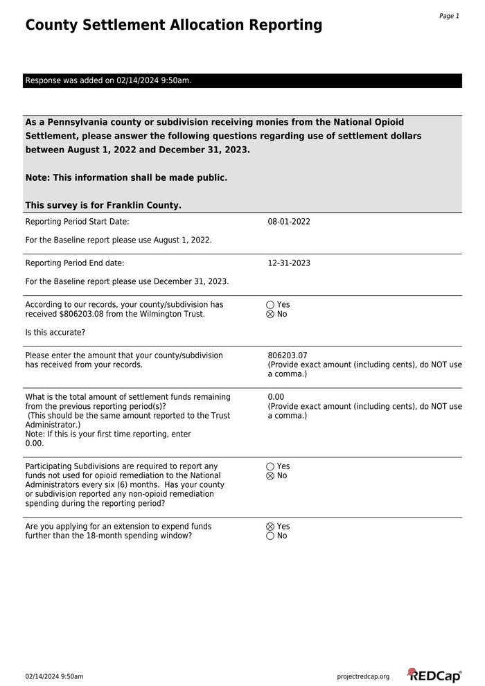 Franklin County Opioid Settlement Report Documentcloud