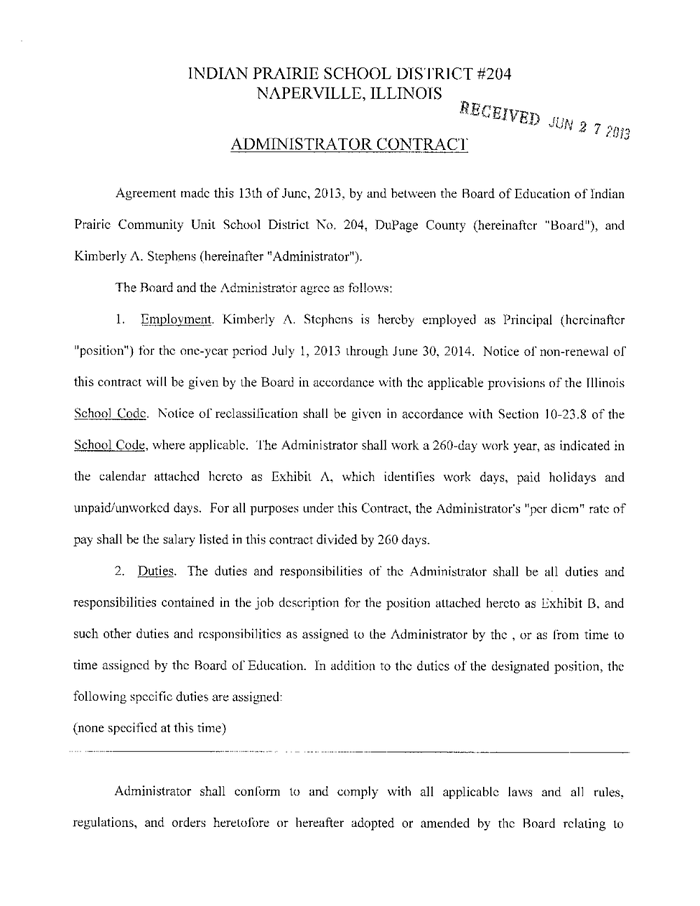 Indian Prairie 204 Administrator Contract 71 