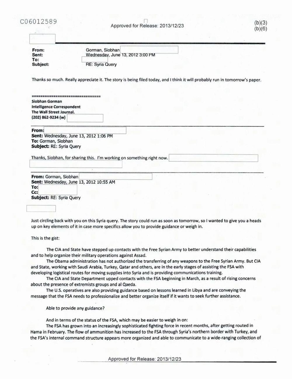Page 138 from Email Correspondence Between Reporters and CIA Flacks