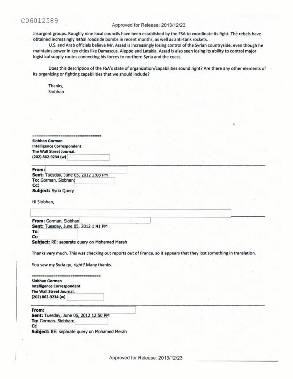 Page 139 from Email Correspondence Between Reporters and CIA Flacks