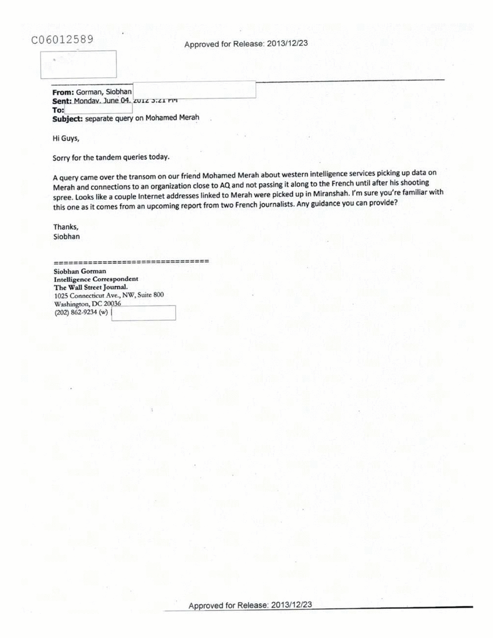 Page 141 from Email Correspondence Between Reporters and CIA Flacks