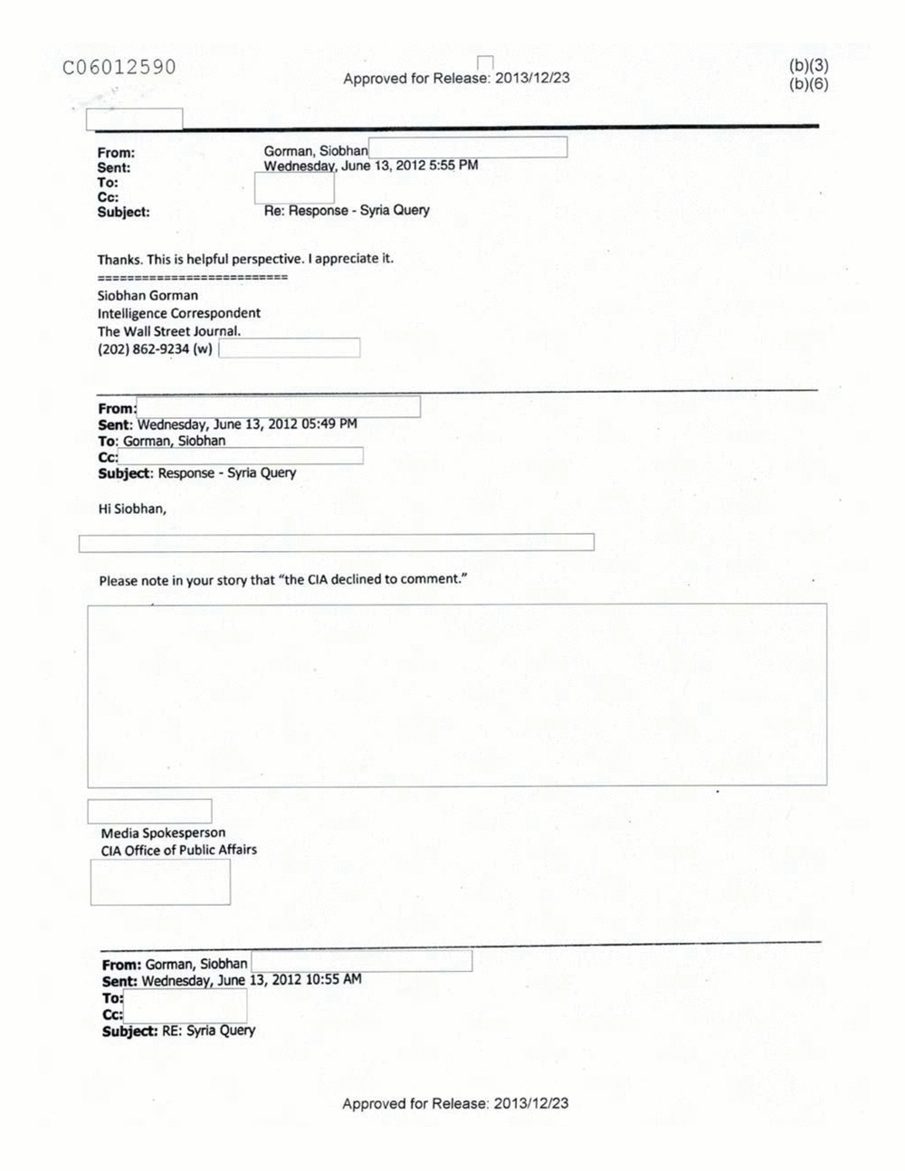 Page 142 from Email Correspondence Between Reporters and CIA Flacks