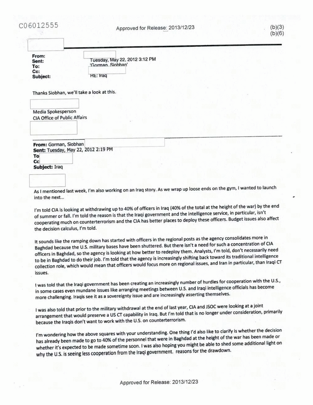 Page 154 from Email Correspondence Between Reporters and CIA Flacks
