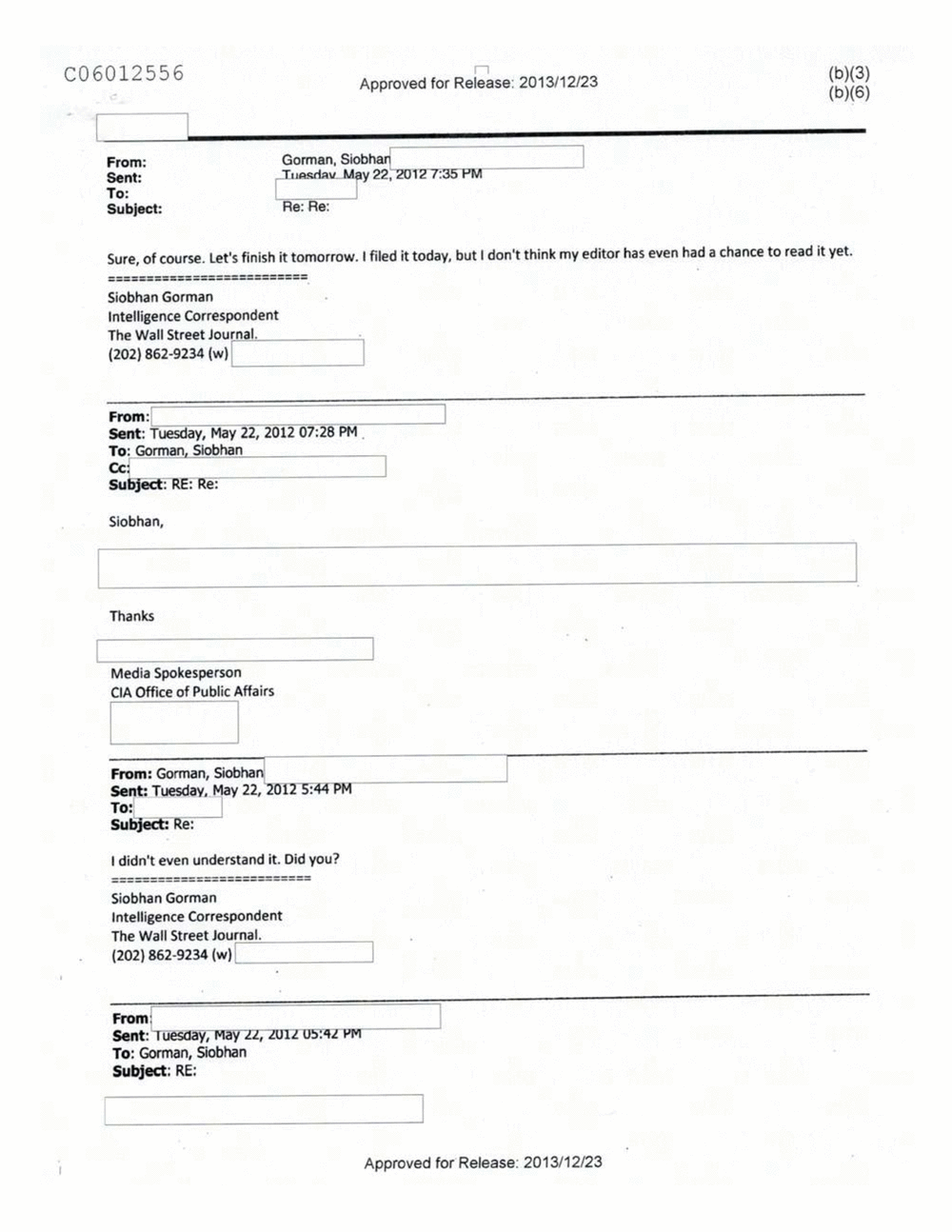 Page 156 from Email Correspondence Between Reporters and CIA Flacks