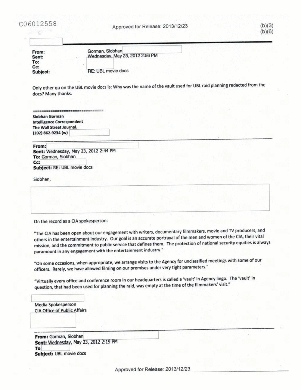 Page 160 from Email Correspondence Between Reporters and CIA Flacks