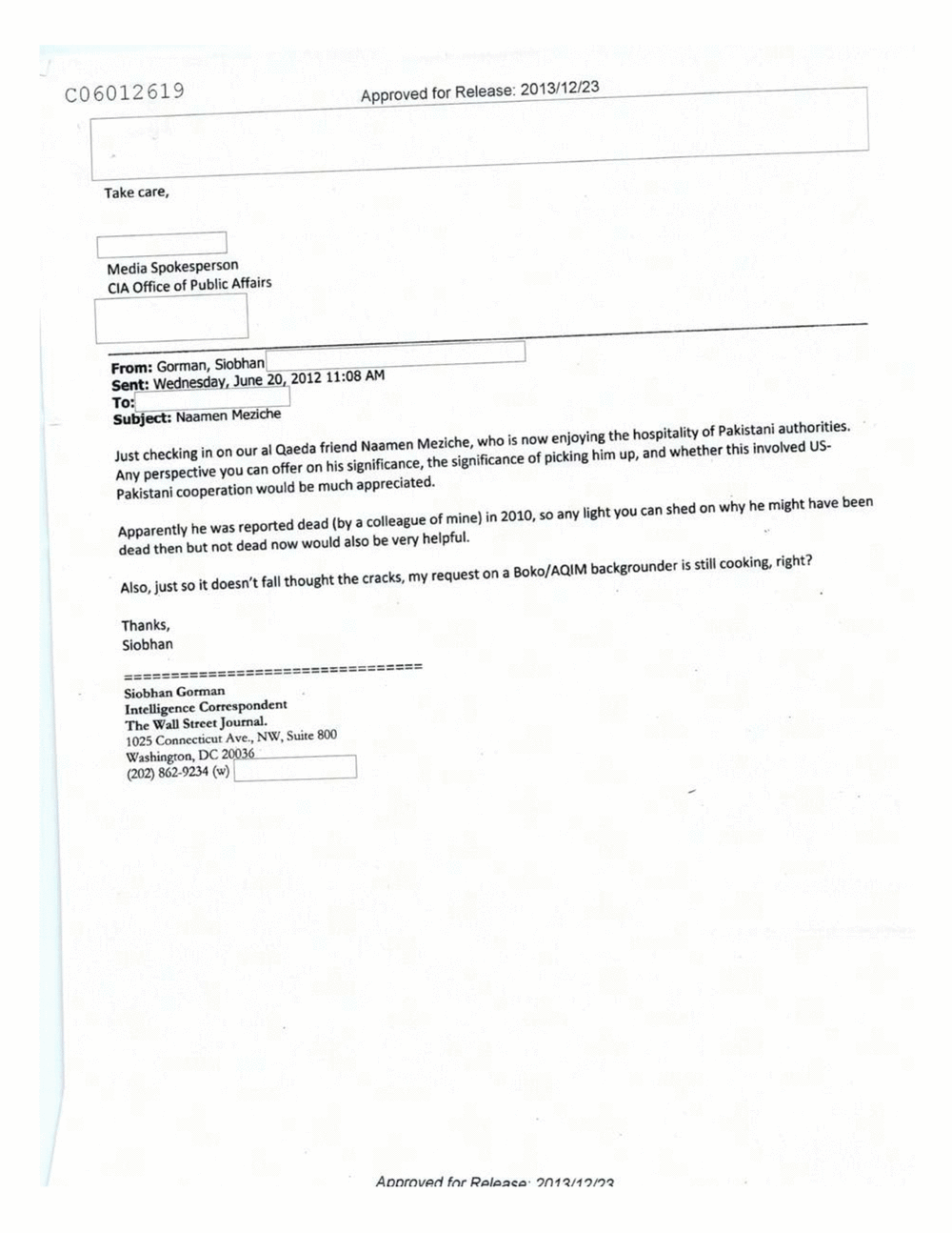 Page 166 from Email Correspondence Between Reporters and CIA Flacks