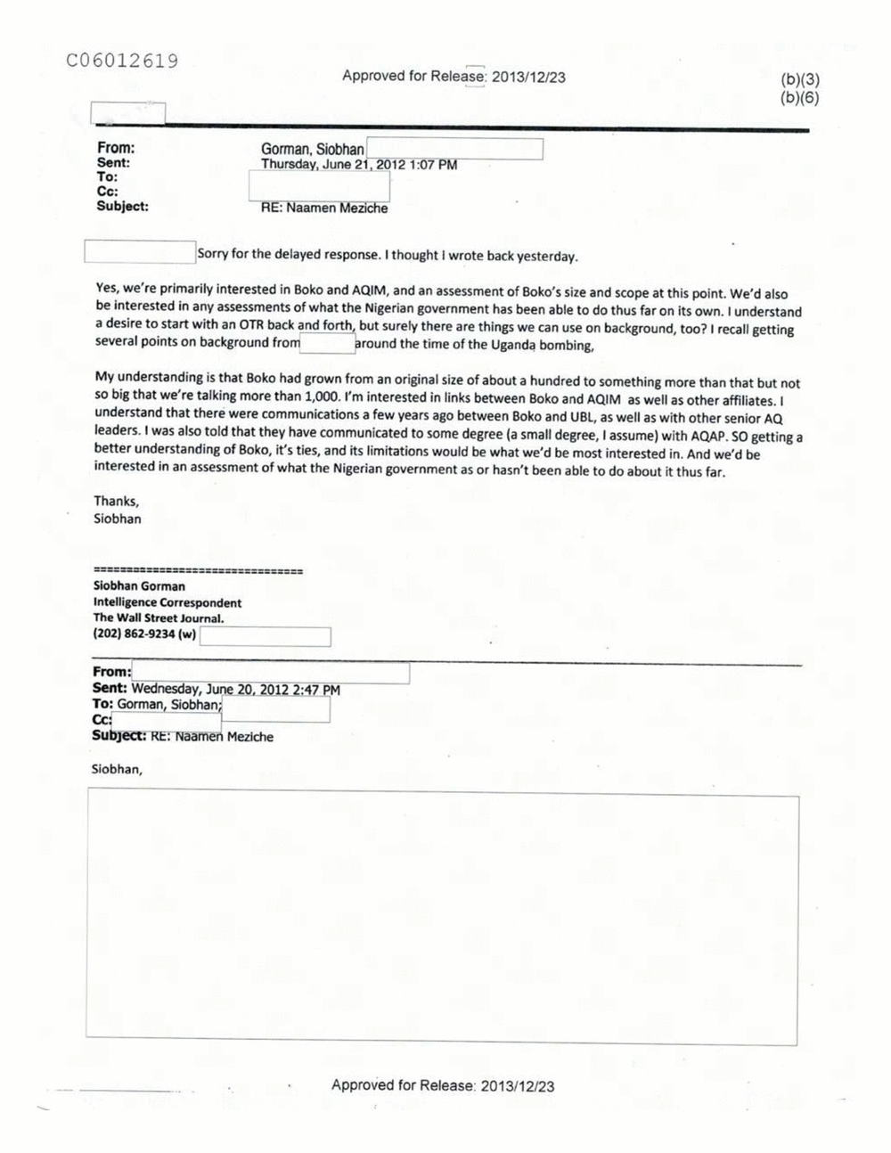 Page 167 from Email Correspondence Between Reporters and CIA Flacks