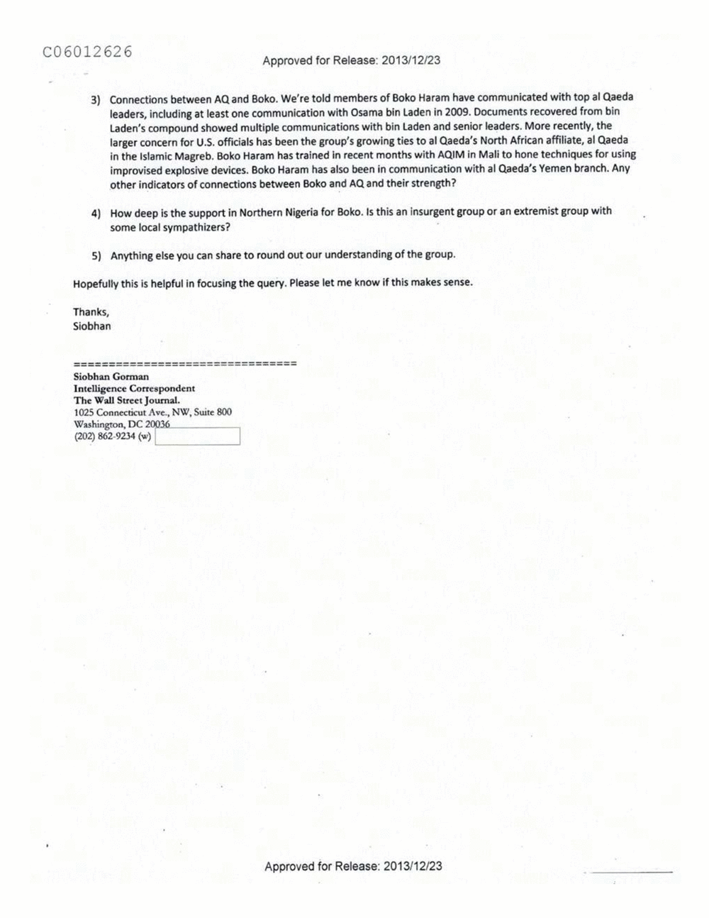 Page 182 from Email Correspondence Between Reporters and CIA Flacks