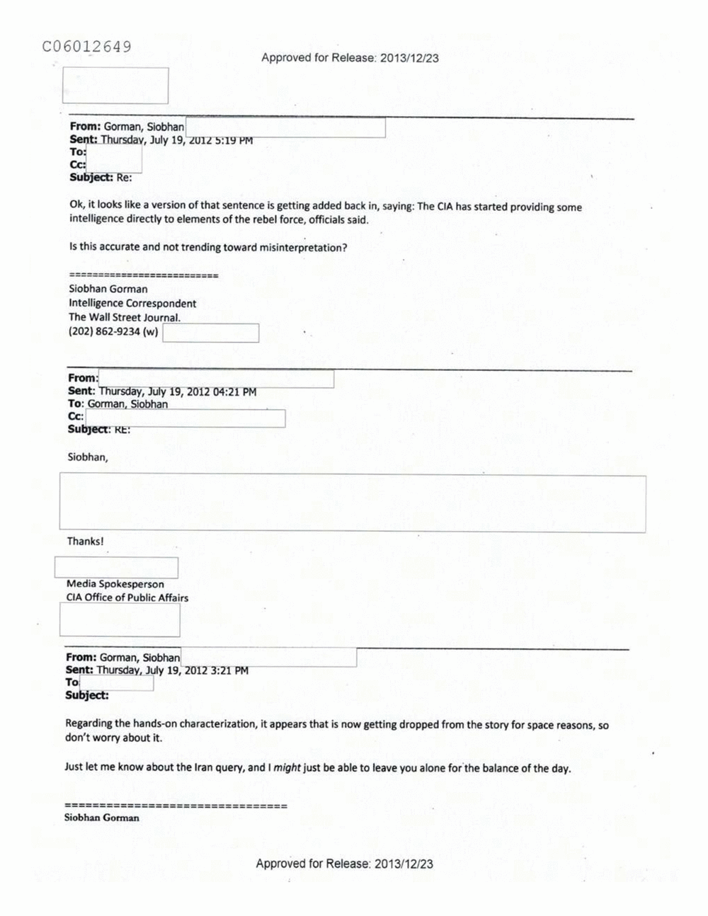 Page 222 from Email Correspondence Between Reporters and CIA Flacks
