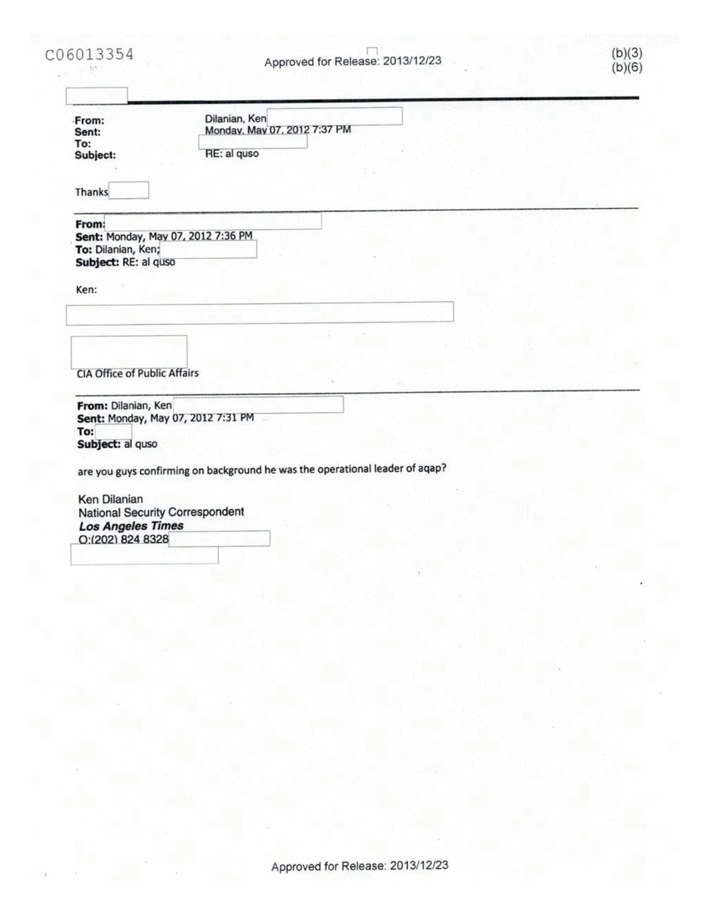 Page 267 from Email Correspondence Between Reporters and CIA Flacks