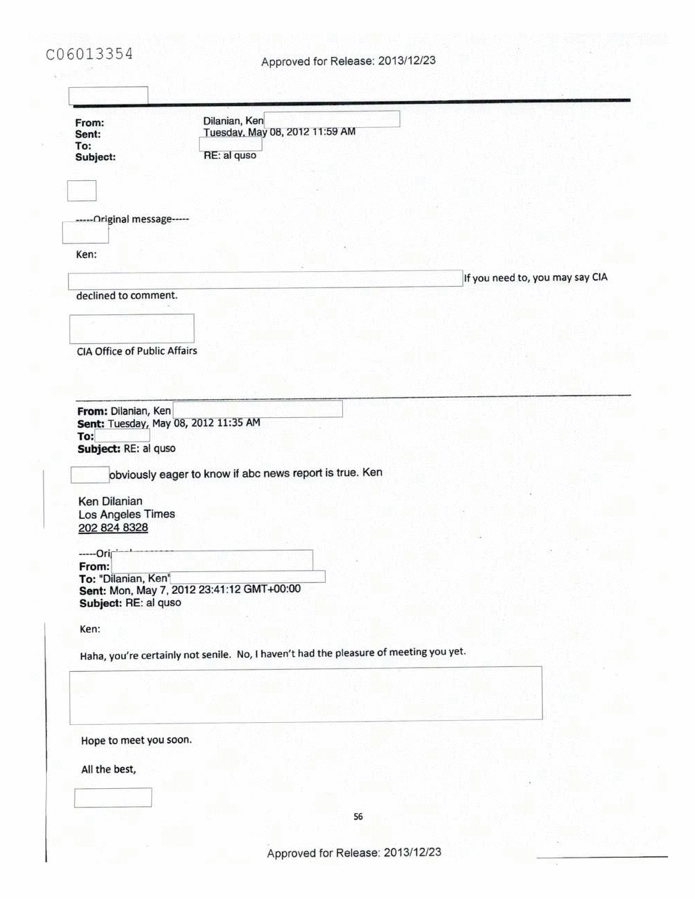 Page 270 from Email Correspondence Between Reporters and CIA Flacks