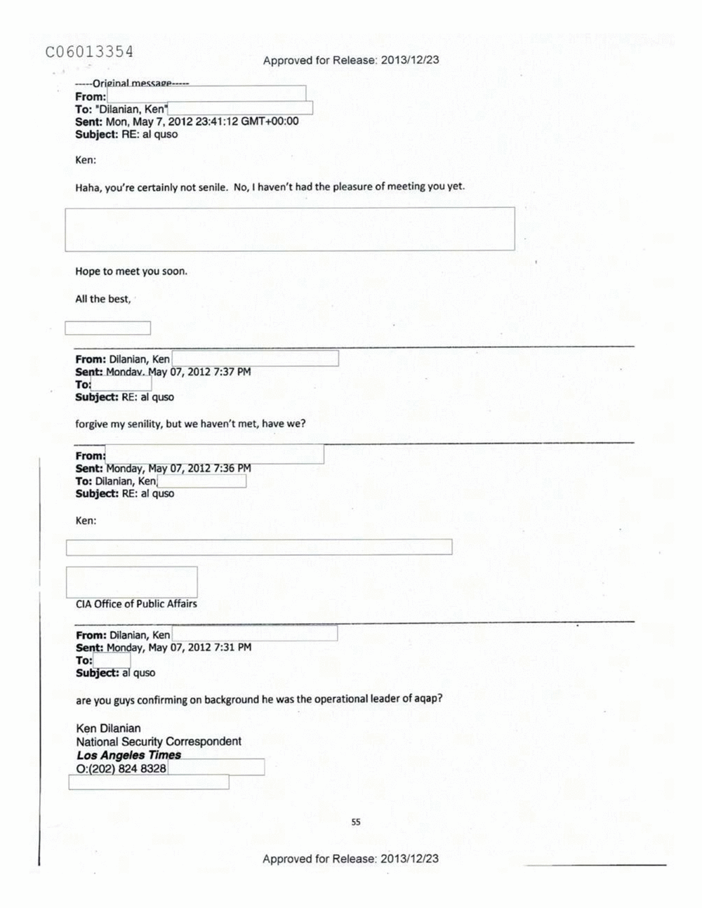 Page 273 from Email Correspondence Between Reporters and CIA Flacks
