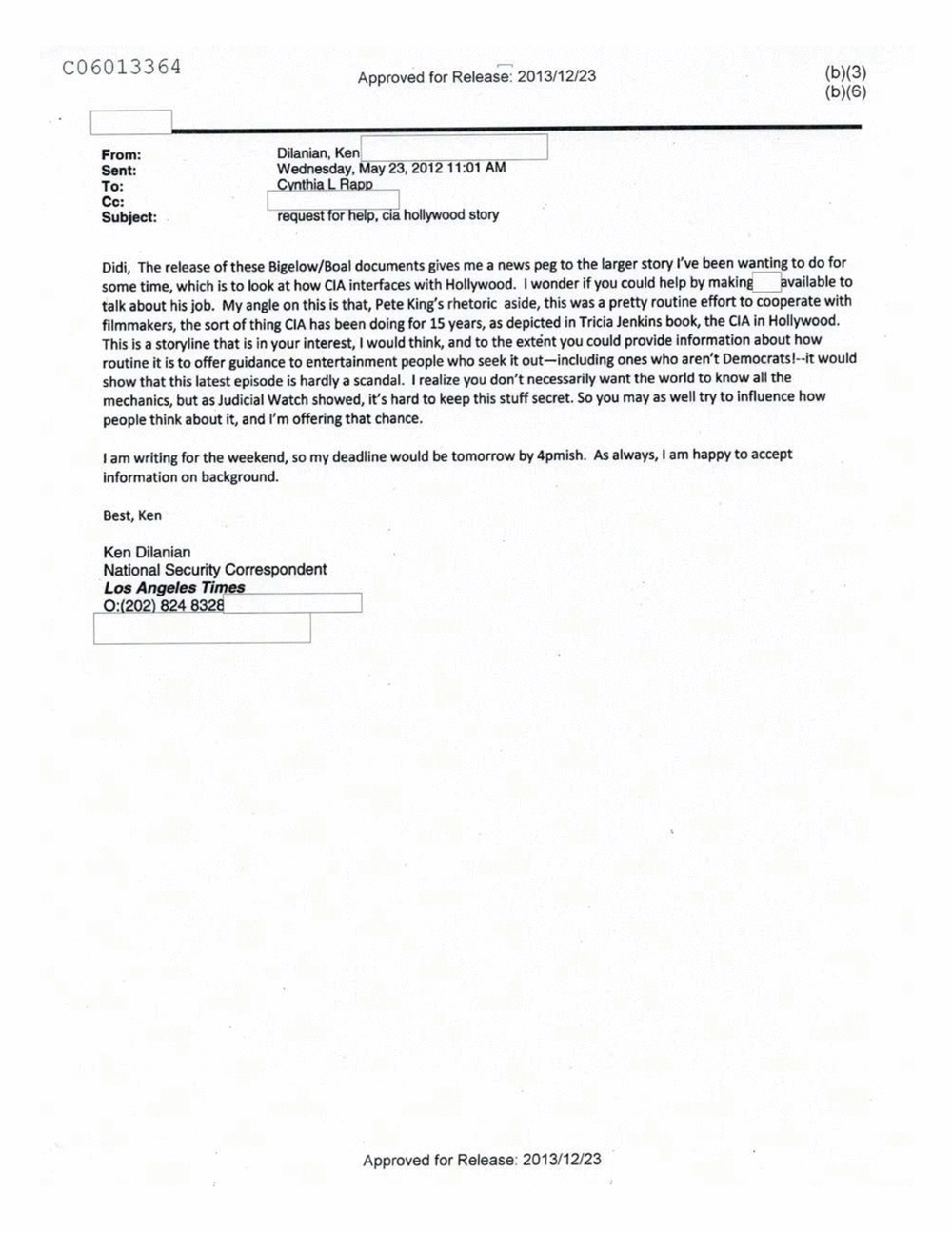 Page 289 from Email Correspondence Between Reporters and CIA Flacks
