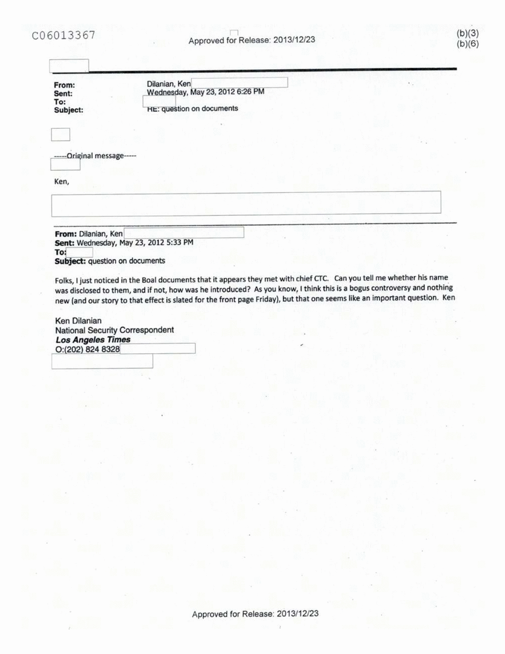 Page 291 from Email Correspondence Between Reporters and CIA Flacks