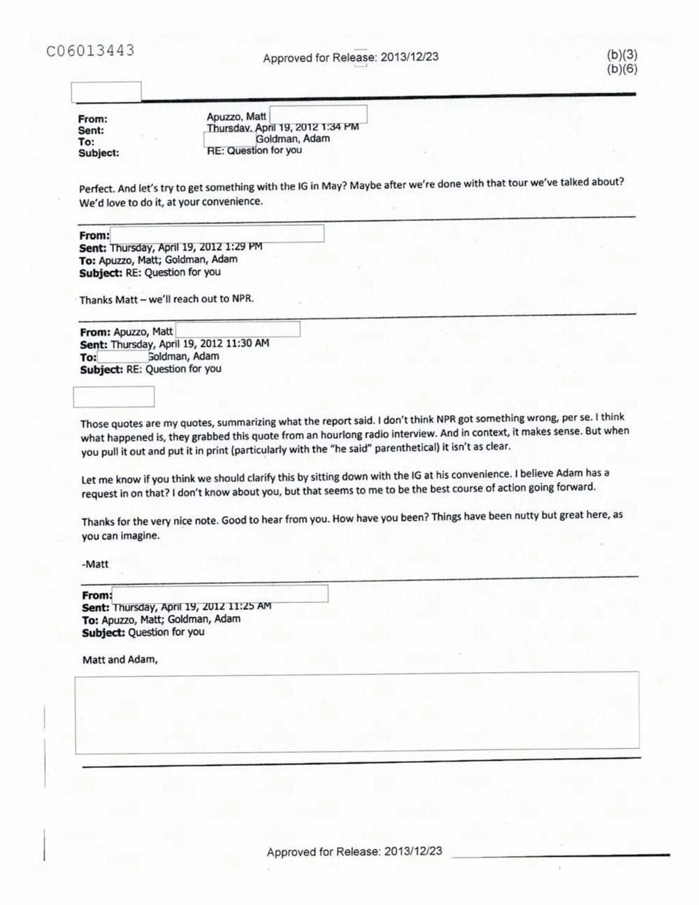 Page 307 from Email Correspondence Between Reporters and CIA Flacks