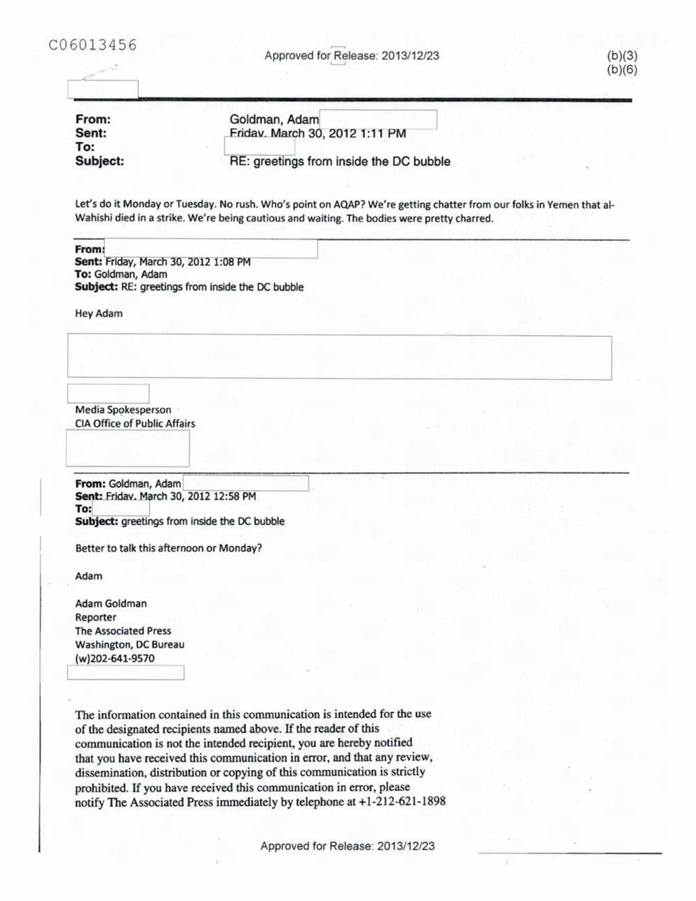 Page 323 from Email Correspondence Between Reporters and CIA Flacks