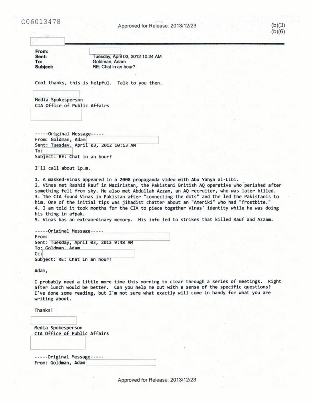 Page 327 from Email Correspondence Between Reporters and CIA Flacks
