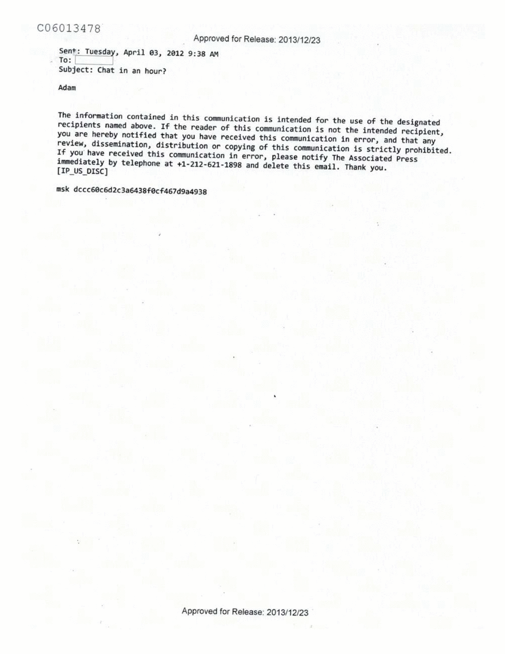 Page 328 from Email Correspondence Between Reporters and CIA Flacks