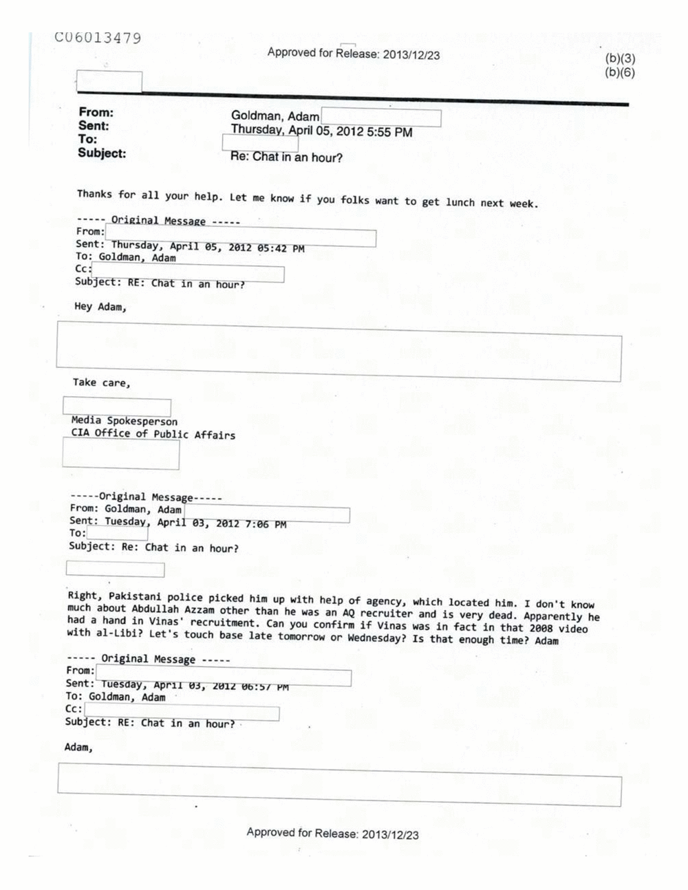 Page 329 from Email Correspondence Between Reporters and CIA Flacks