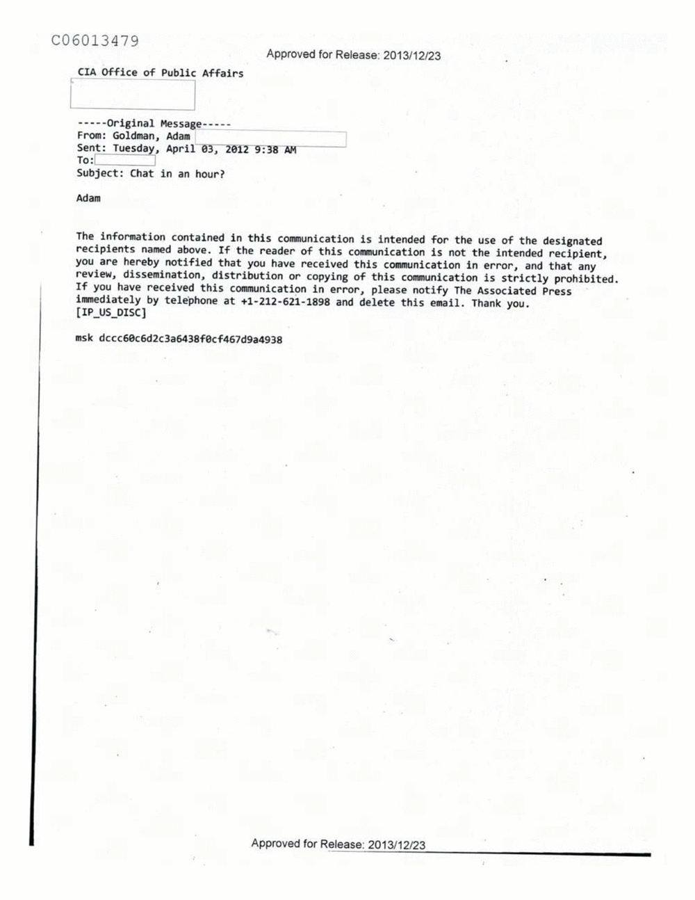 Page 331 from Email Correspondence Between Reporters and CIA Flacks