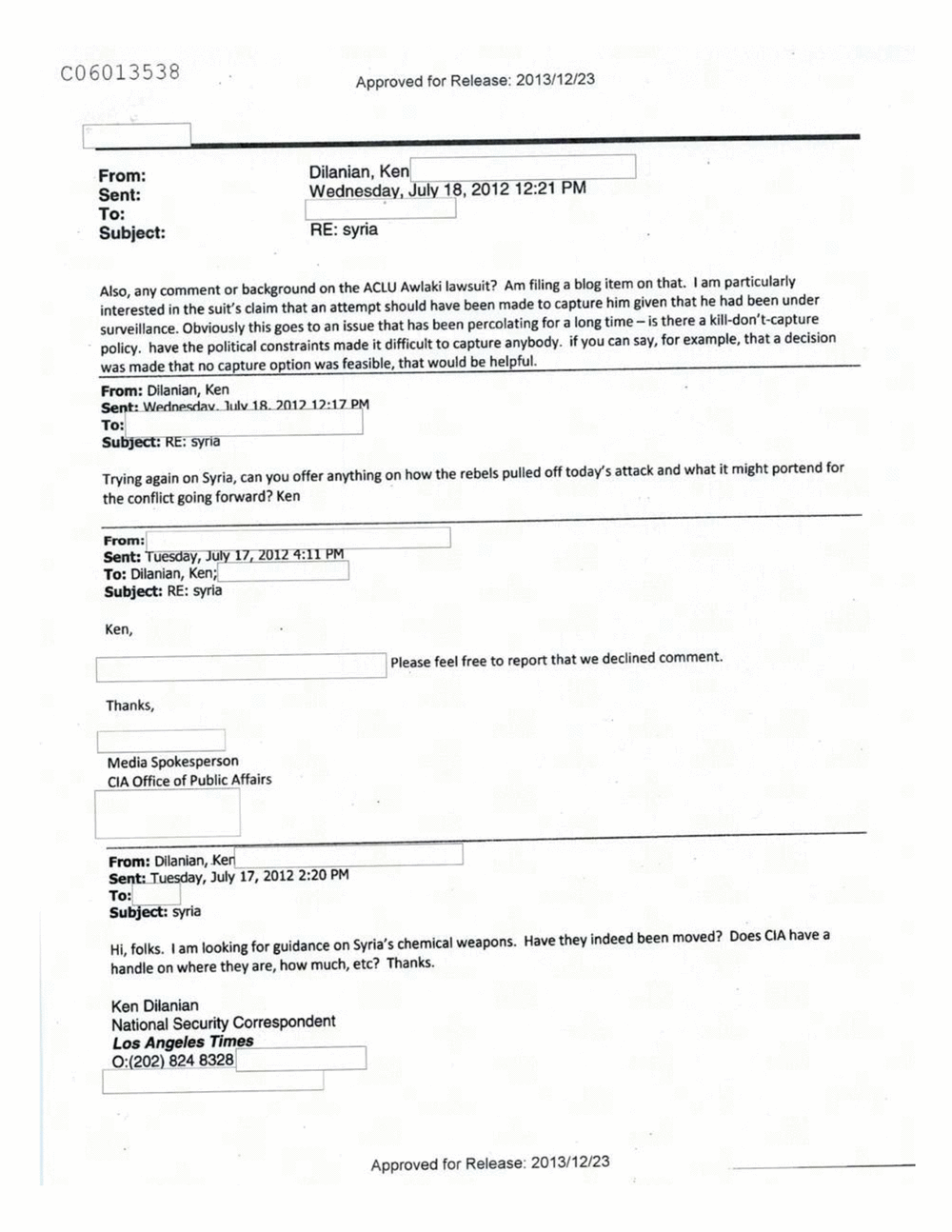 Page 392 from Email Correspondence Between Reporters and CIA Flacks