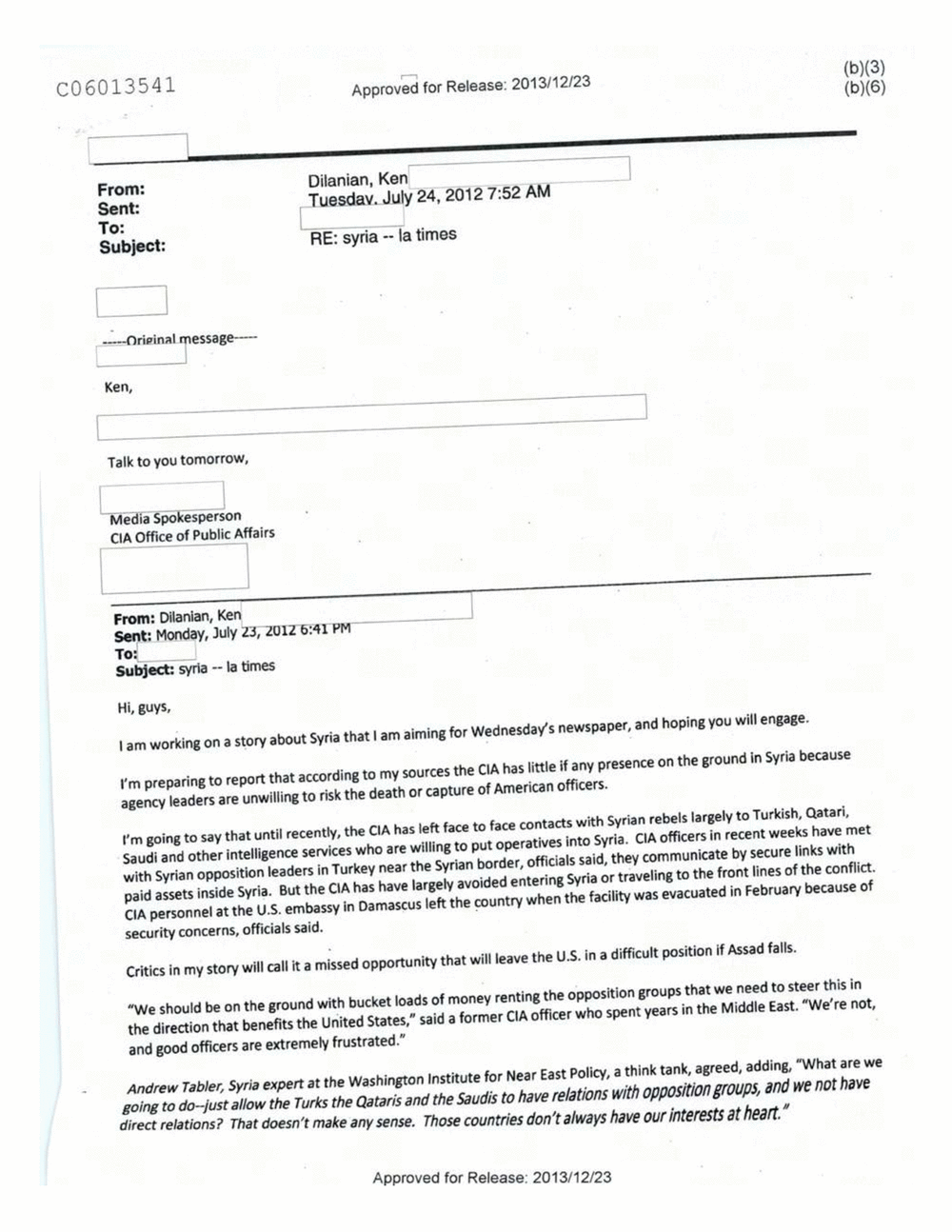 Page 394 from Email Correspondence Between Reporters and CIA Flacks