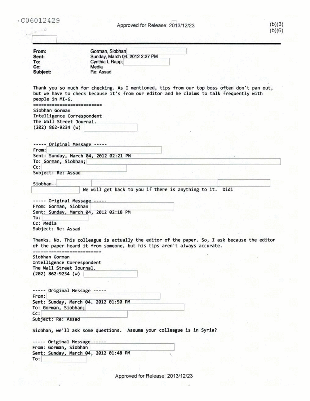 Page 4 from Email Correspondence Between Reporters and CIA Flacks