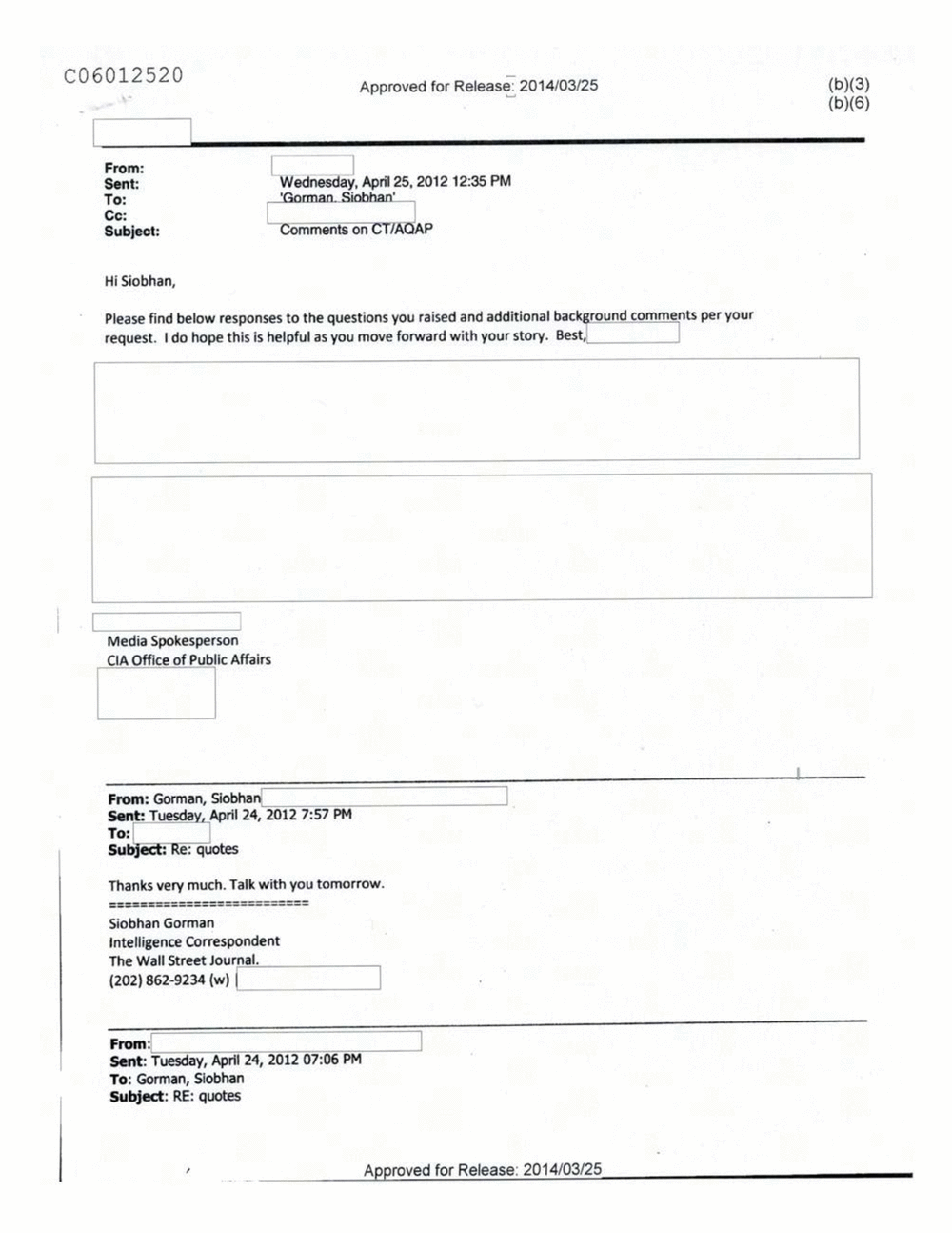 Page 40 from Email Correspondence Between Reporters and CIA Flacks