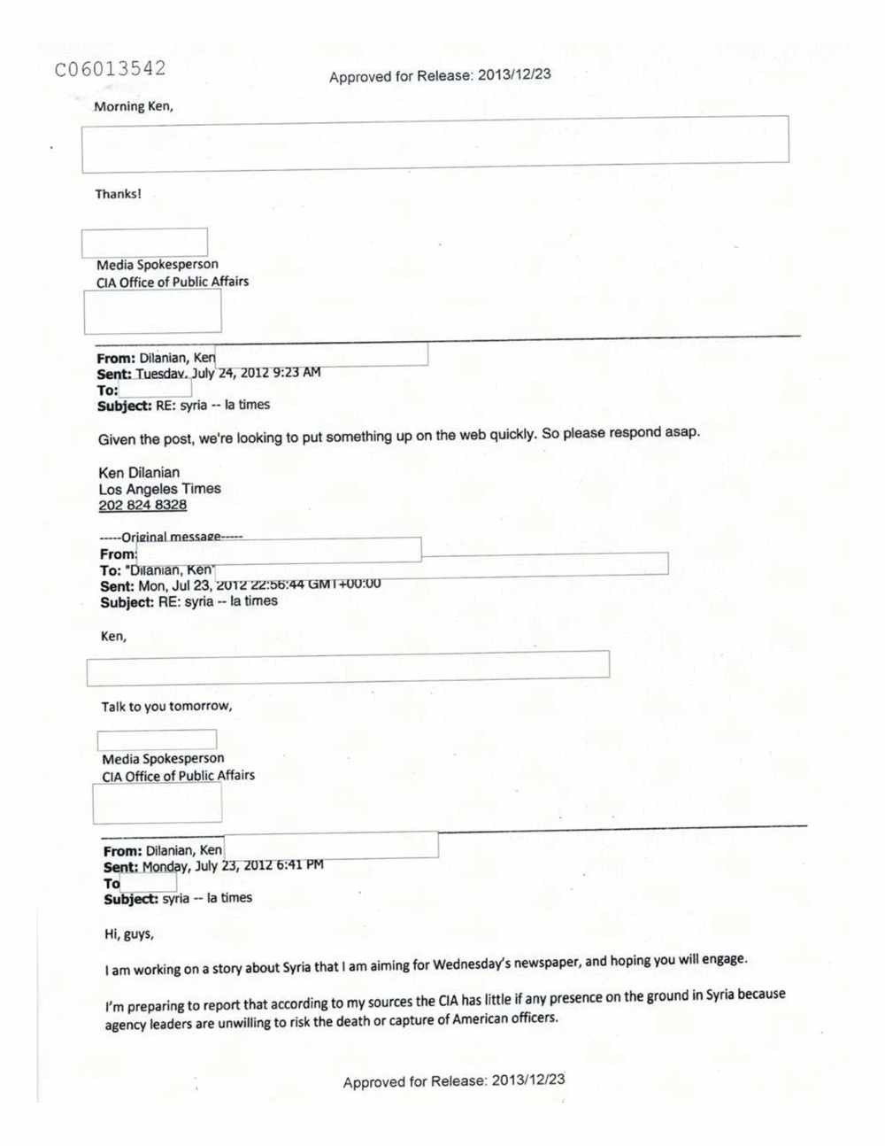 Page 401 from Email Correspondence Between Reporters and CIA Flacks