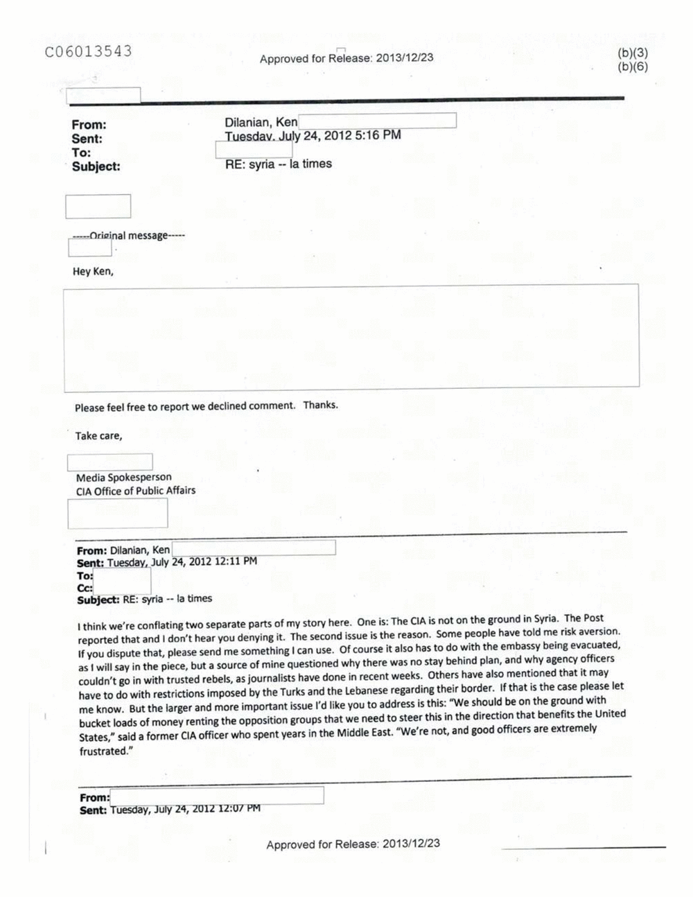 Page 403 from Email Correspondence Between Reporters and CIA Flacks