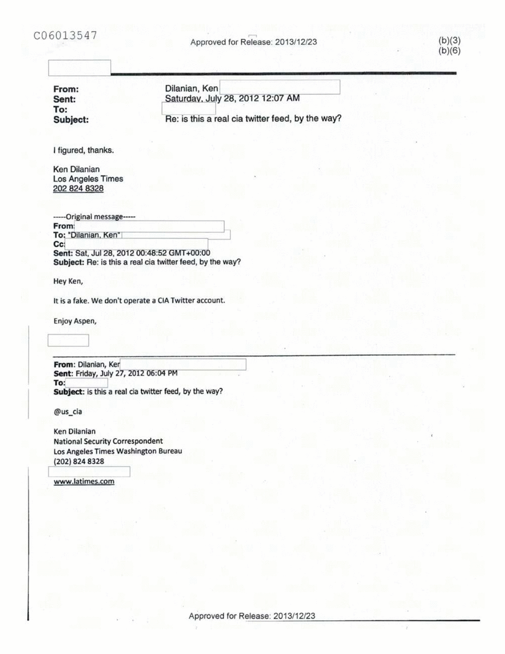 Page 409 from Email Correspondence Between Reporters and CIA Flacks