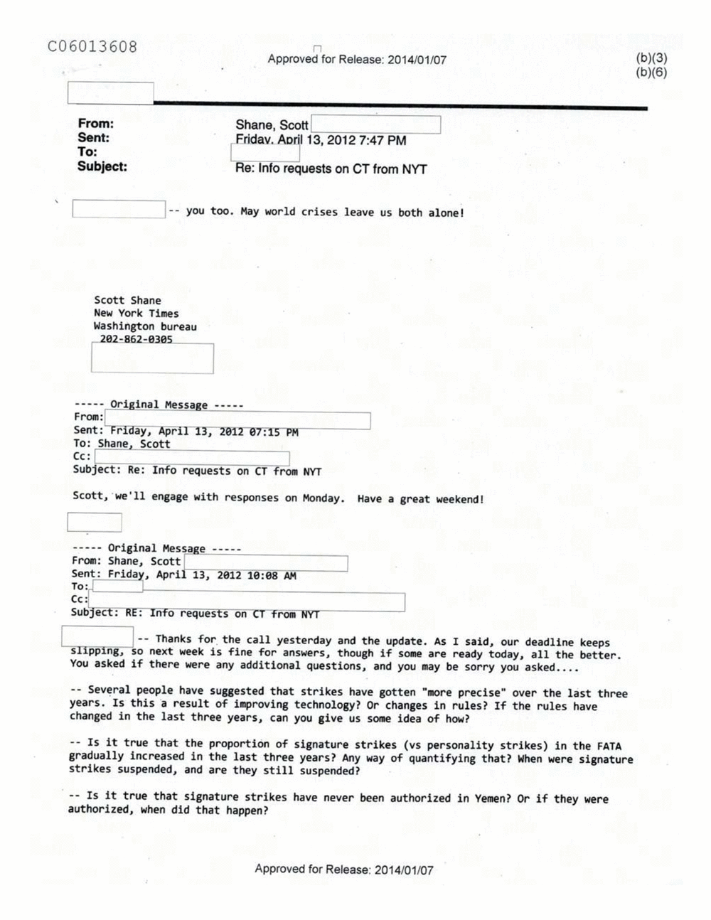 Page 419 from Email Correspondence Between Reporters and CIA Flacks