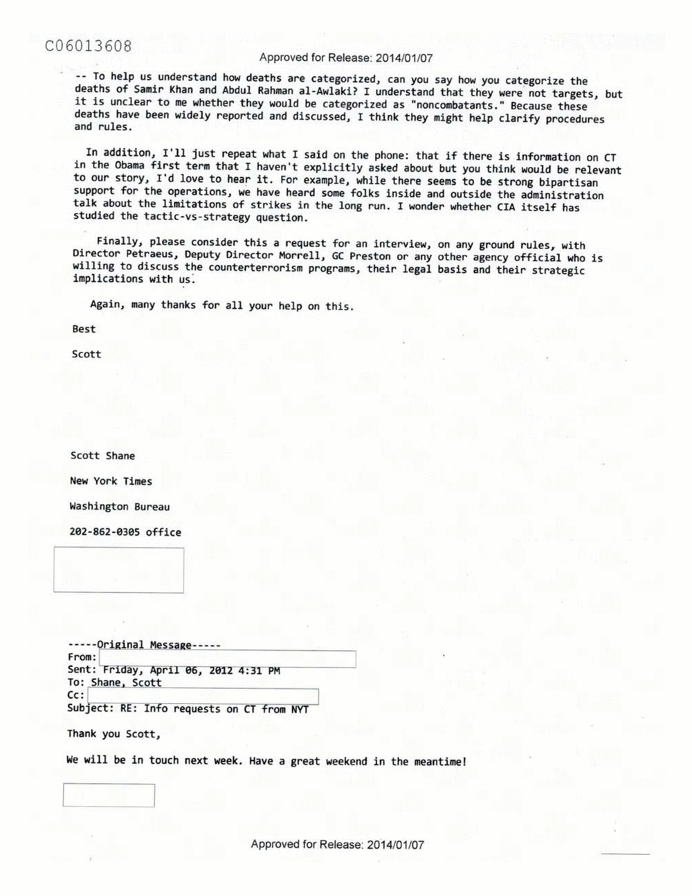Page 420 from Email Correspondence Between Reporters and CIA Flacks
