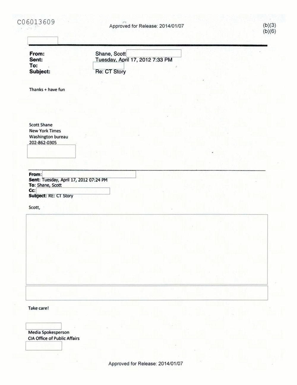 Page 423 from Email Correspondence Between Reporters and CIA Flacks