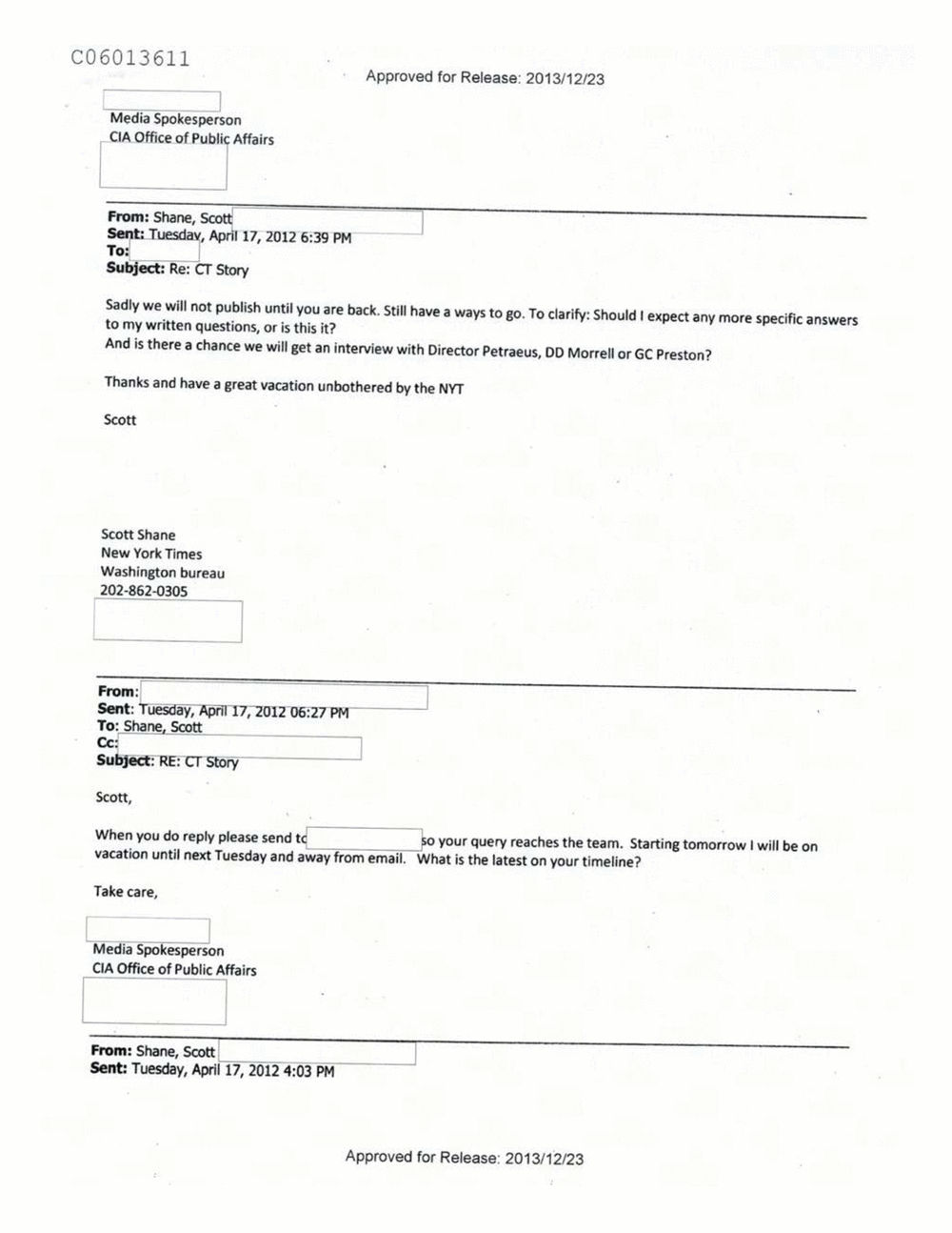 Page 428 from Email Correspondence Between Reporters and CIA Flacks