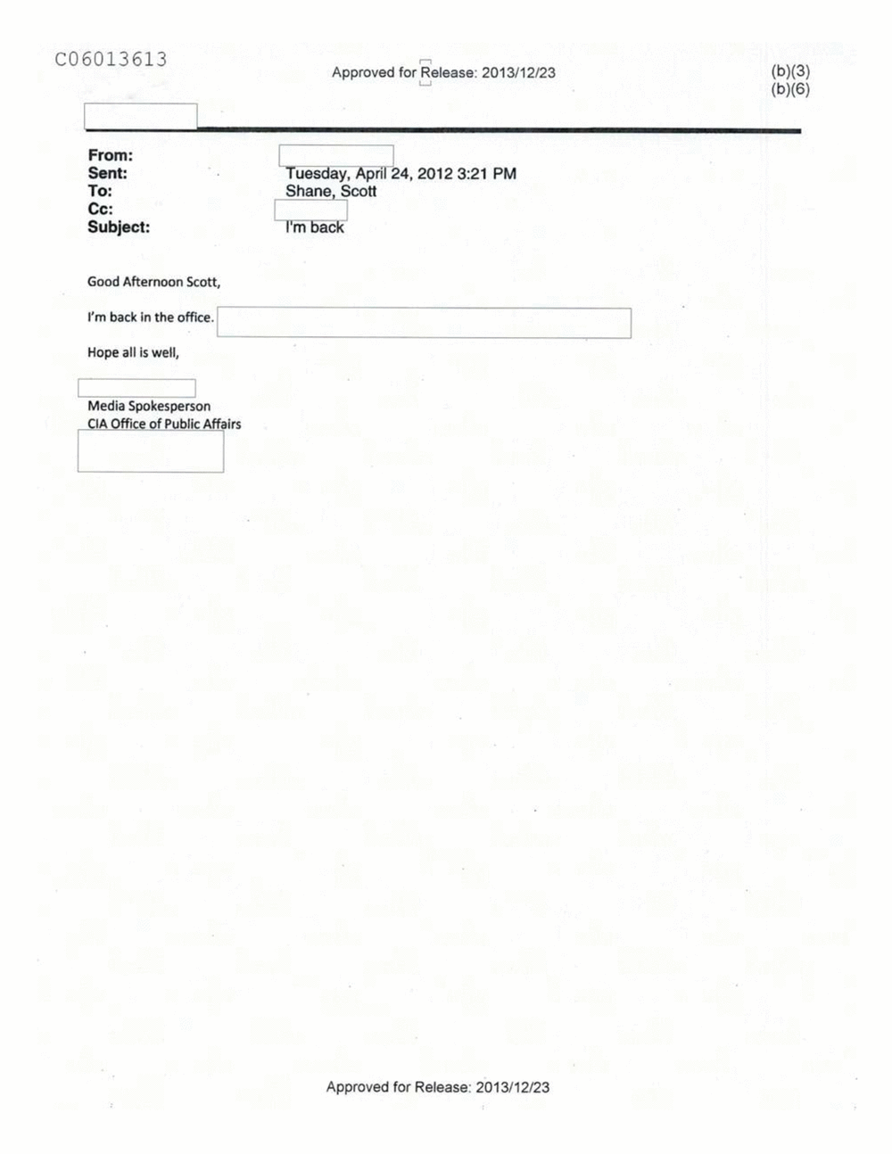 Page 433 from Email Correspondence Between Reporters and CIA Flacks