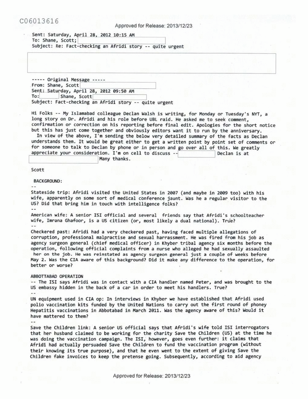 Page 443 from Email Correspondence Between Reporters and CIA Flacks