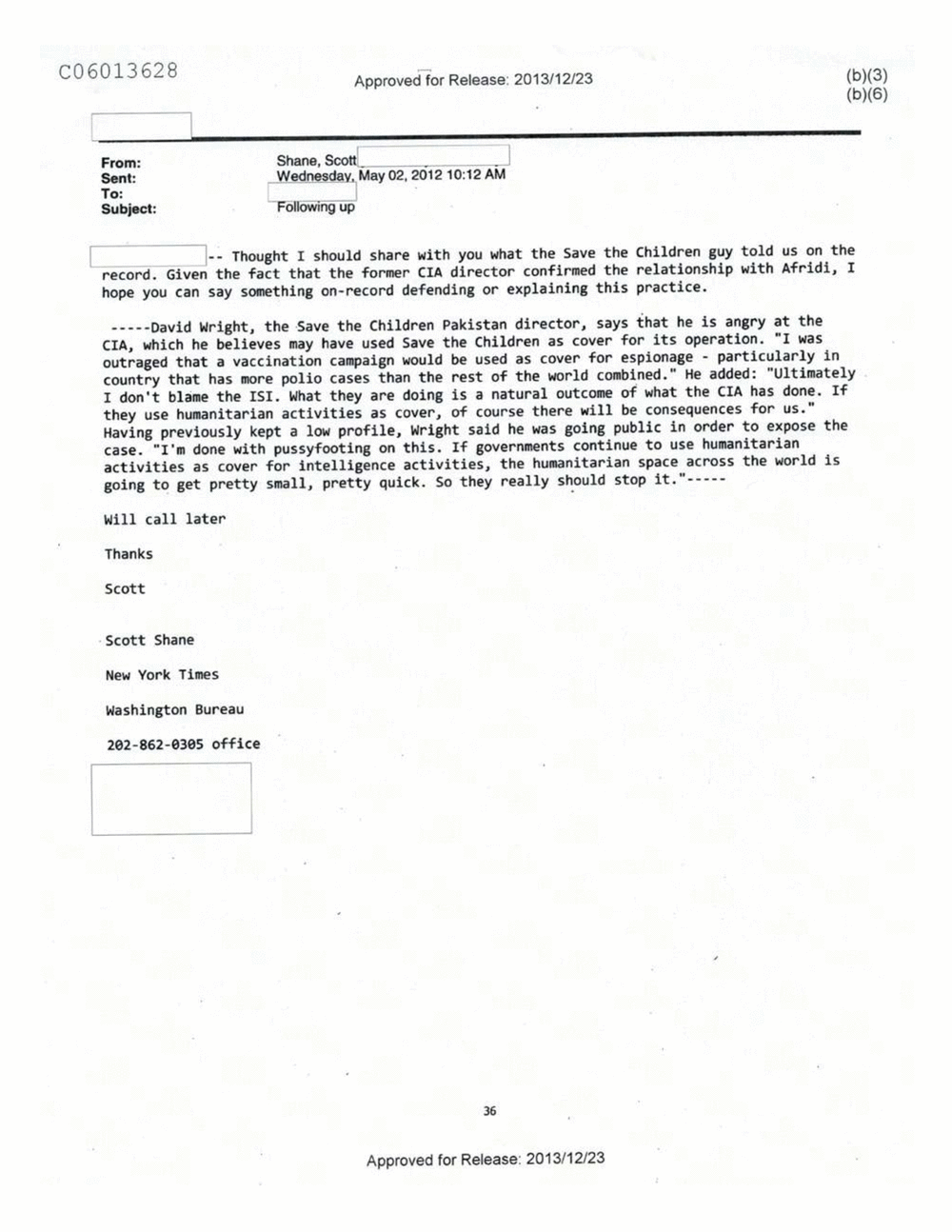 Page 465 from Email Correspondence Between Reporters and CIA Flacks