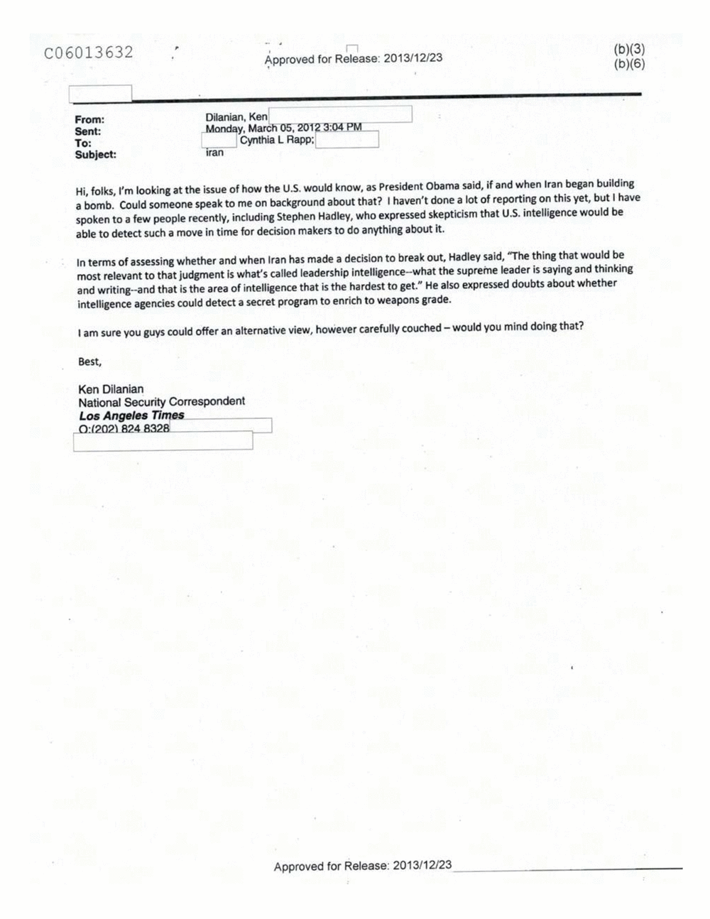 Page 469 from Email Correspondence Between Reporters and CIA Flacks