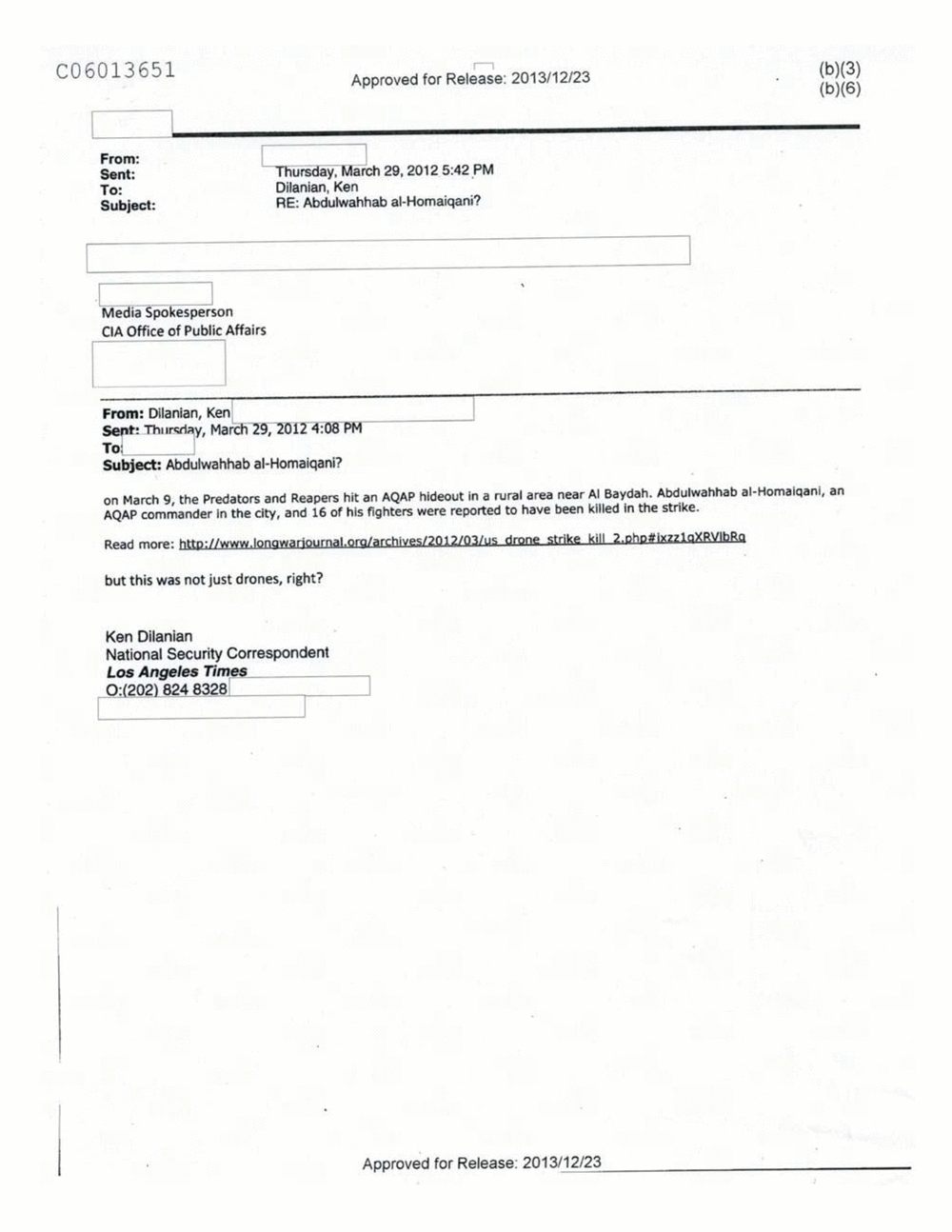 Page 502 from Email Correspondence Between Reporters and CIA Flacks