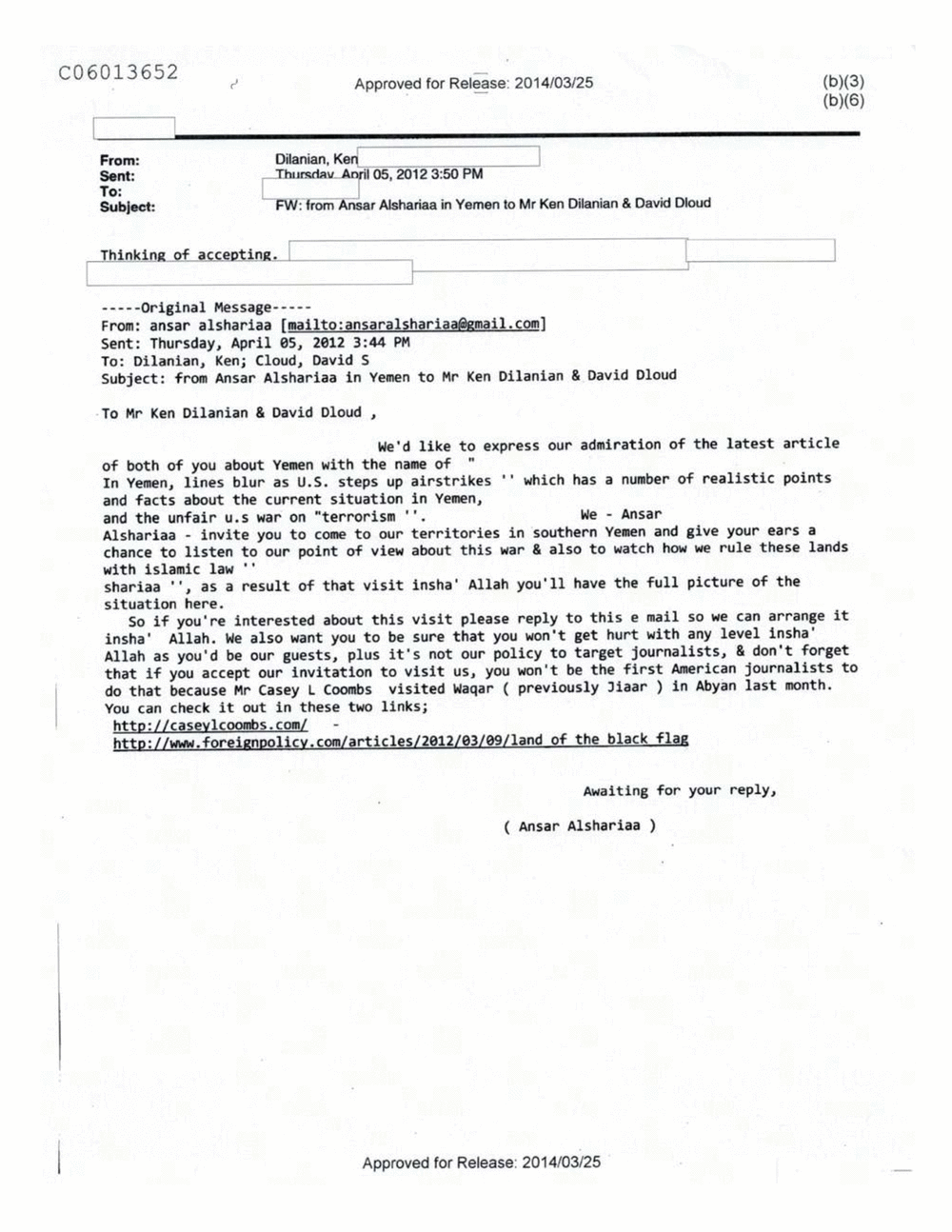 Page 503 from Email Correspondence Between Reporters and CIA Flacks