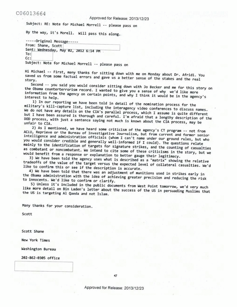 Page 511 from Email Correspondence Between Reporters and CIA Flacks