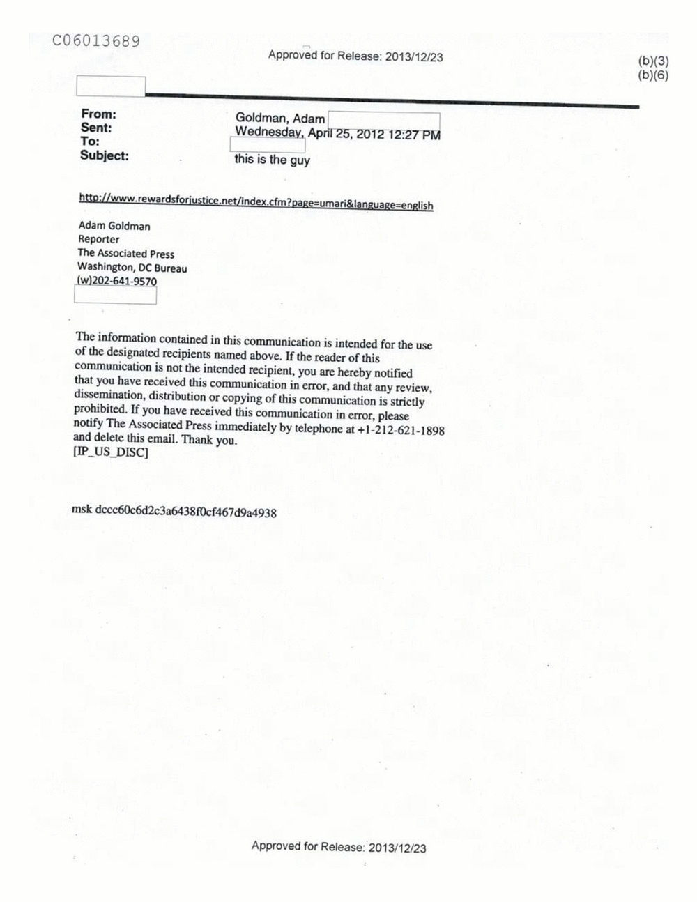 Page 547 from Email Correspondence Between Reporters and CIA Flacks