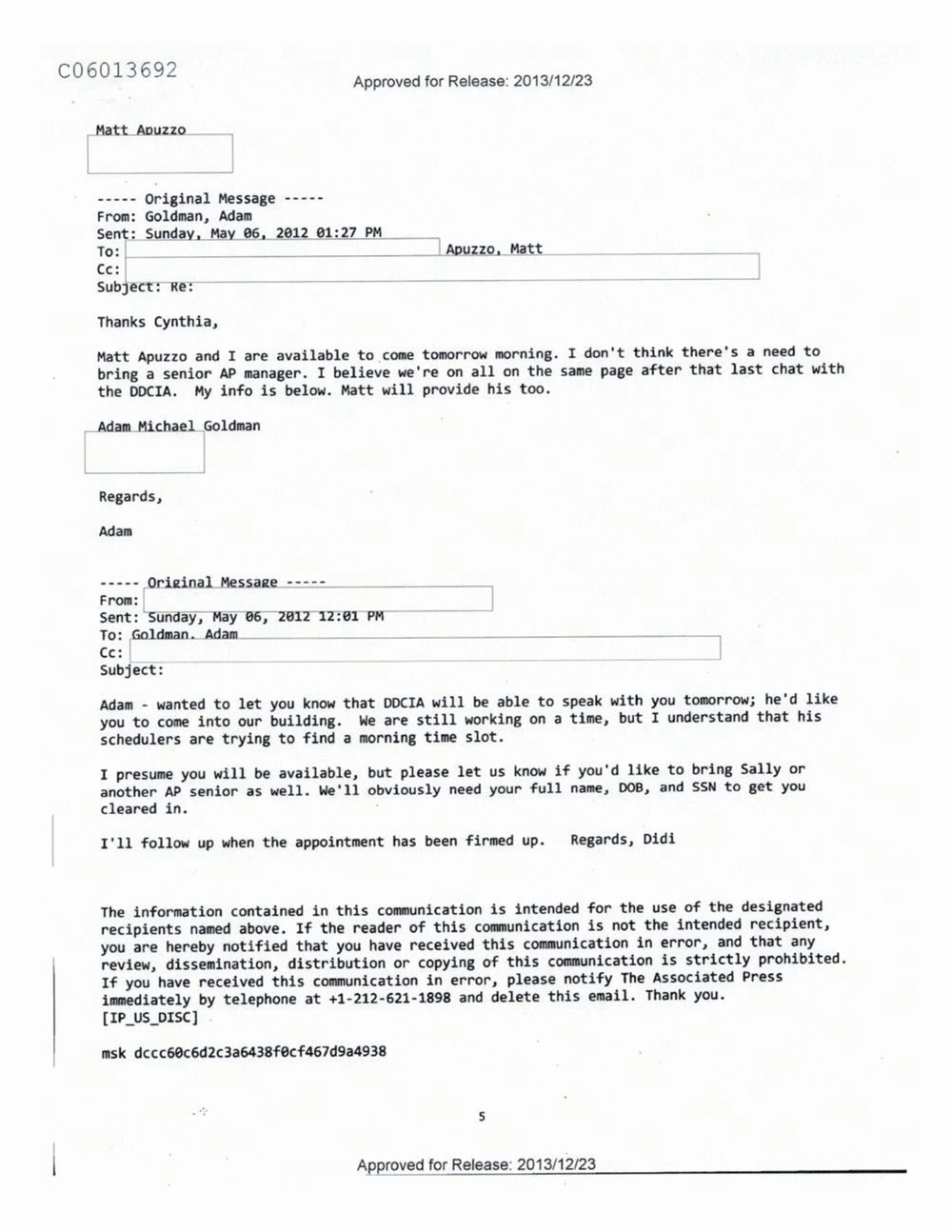 Page 553 from Email Correspondence Between Reporters and CIA Flacks