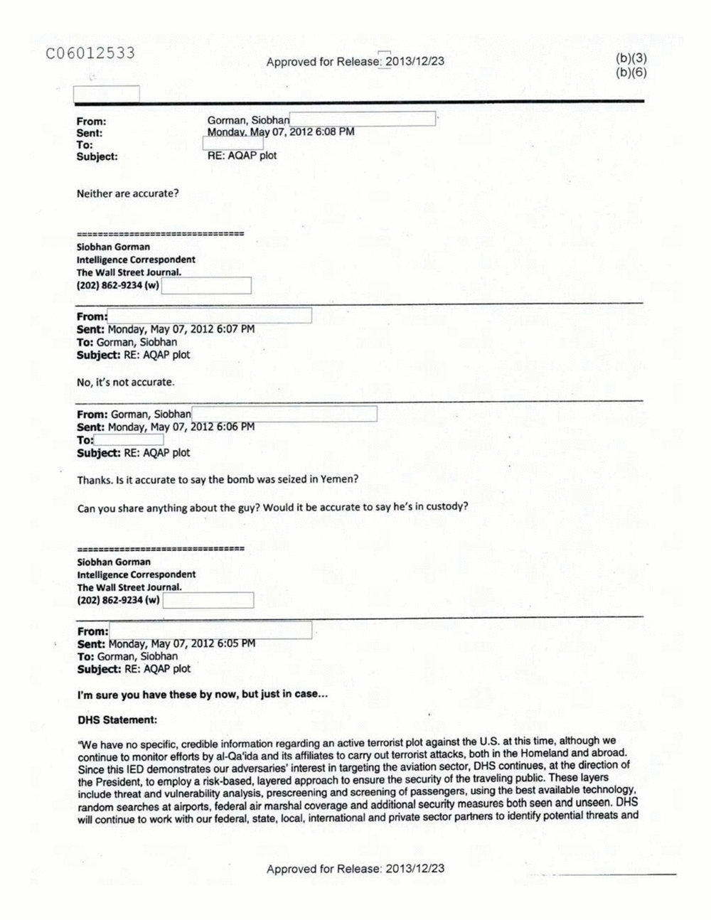Page 63 from Email Correspondence Between Reporters and CIA Flacks