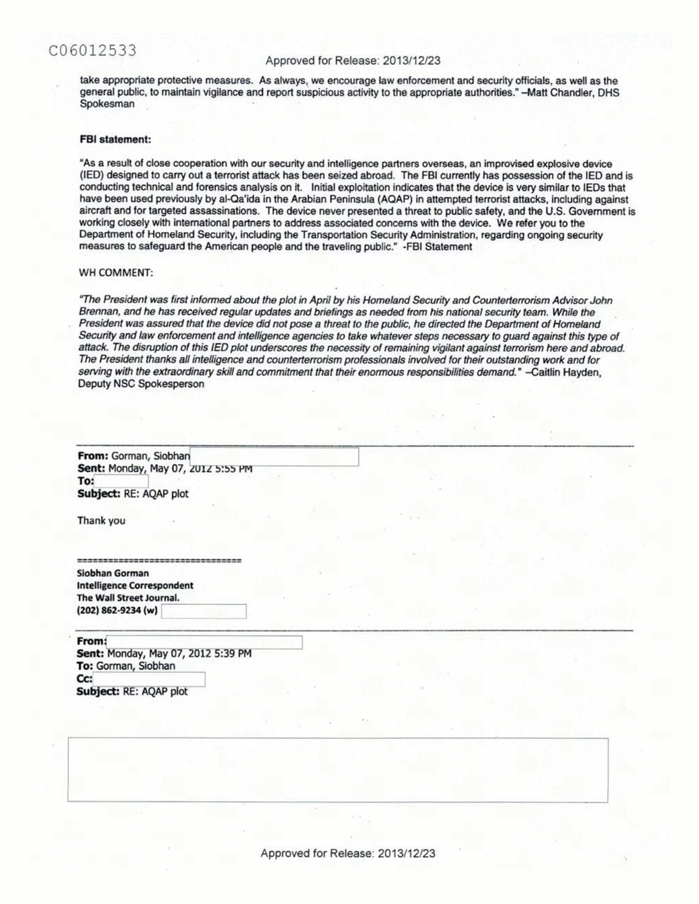 Page 64 from Email Correspondence Between Reporters and CIA Flacks