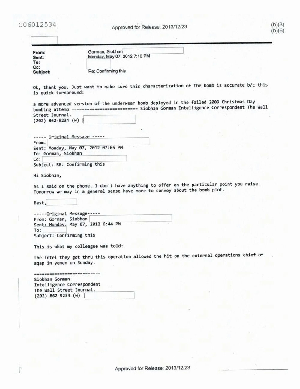 Page 67 from Email Correspondence Between Reporters and CIA Flacks