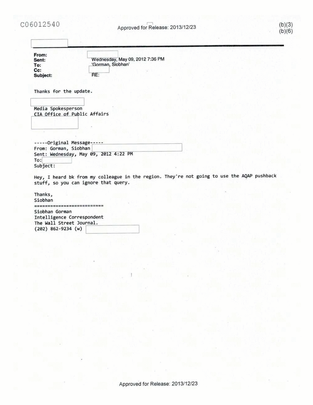 Page 72 from Email Correspondence Between Reporters and CIA Flacks